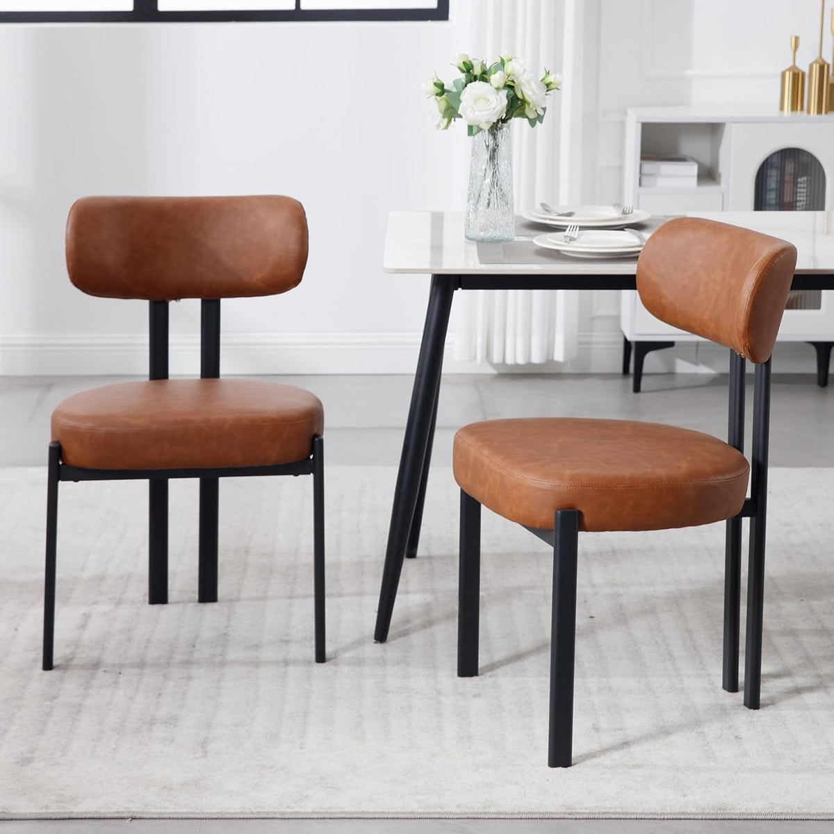 Sedia Ya-Home, 2 sedie, metallo, Marrone, per sala da pranzo e cucina