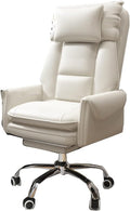 Sedia da ufficio GIZNXBA, pelle, Beige, girevole a 360°, reclinabile, regolabile, con ruote, con poggiapiedi, per ufficio