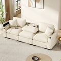 Divano HaoChrymec, 3 posti, 242 × 80 × 88cm, ciniglia, Beige, con contenitore, con braccioli, per ufficio