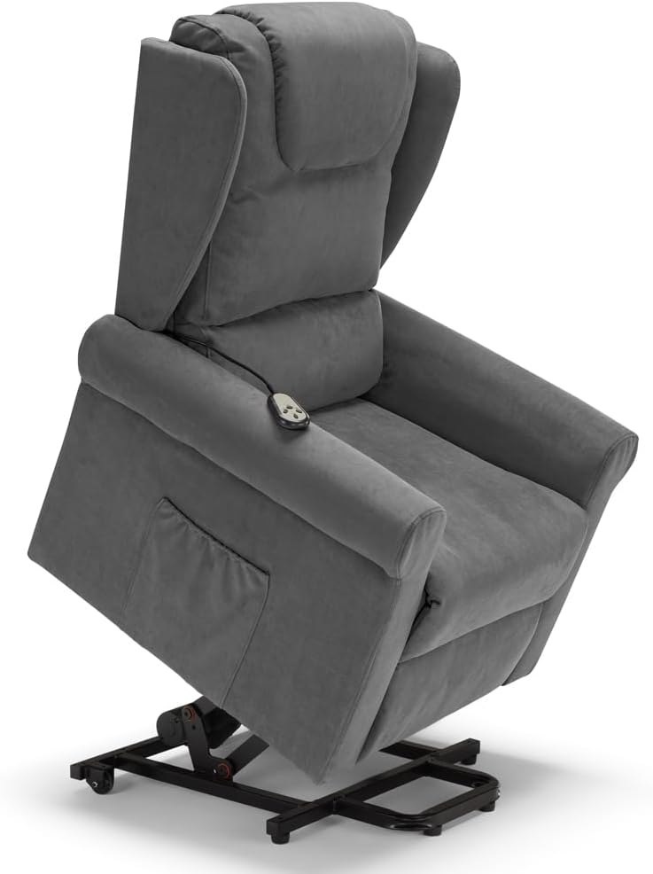 Poltrona relax REDÒKASA, Grigio, idrorepellente, per soggiorno, 2 motori, 2 o 4 ruote ruote, 2 Ruote