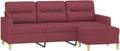Divano vidaXL, 3 posti, 198 × 77 × 80 cm, 60 × 50 × 41 cm, tessuto, Rosso, reclinabile, con poggiapiedi, con braccioli, per soggiorno