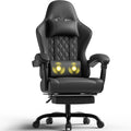 Sedia gaming JUMMICO, Nero, reclinabile, con poggiapiedi, con poggiatesta, imbottita, per ufficio