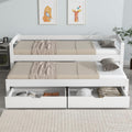 Letto Moimhear, 2 cassetti, singolo, matrimoniale, 90 × 200cm, 90 × 190cm, legno massello, MDF, Bianco, pieghevole, con ruote, per camera da letto