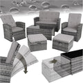 Set da pranzo da giardino tectake, alluminio, rattan, Grigio, regolabile, idrorepellente, per giardino e terrazzo