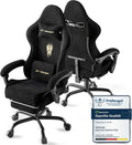 Sedia gaming Huracan, acciaio, metallo, Nero, regolabile, con poggiapiedi, con poggiatesta, con braccioli, per ufficio