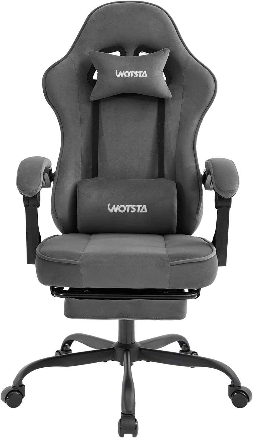 Sedia WOTSTA, tessuto, Grigio, regolabile, con poggiapiedi, con poggiatesta, per ufficio