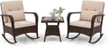 Set da pranzo da giardino SOARS, 3 pezzi, 2 sedie, rattan, vetro temperato, per giardino e terrazzo