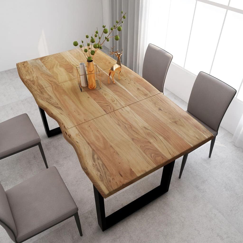 Tavolo da pranzo ARKEM, 180 × 90 × 76 cm, legno massello, Nero, per sala da pranzo e cucina