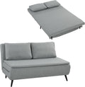 Divano letto HOMCOM, 2 posti, 3 in 1, lino, tessuto, Grigio chiaro, reclinabile, regolabile, per soggiorno