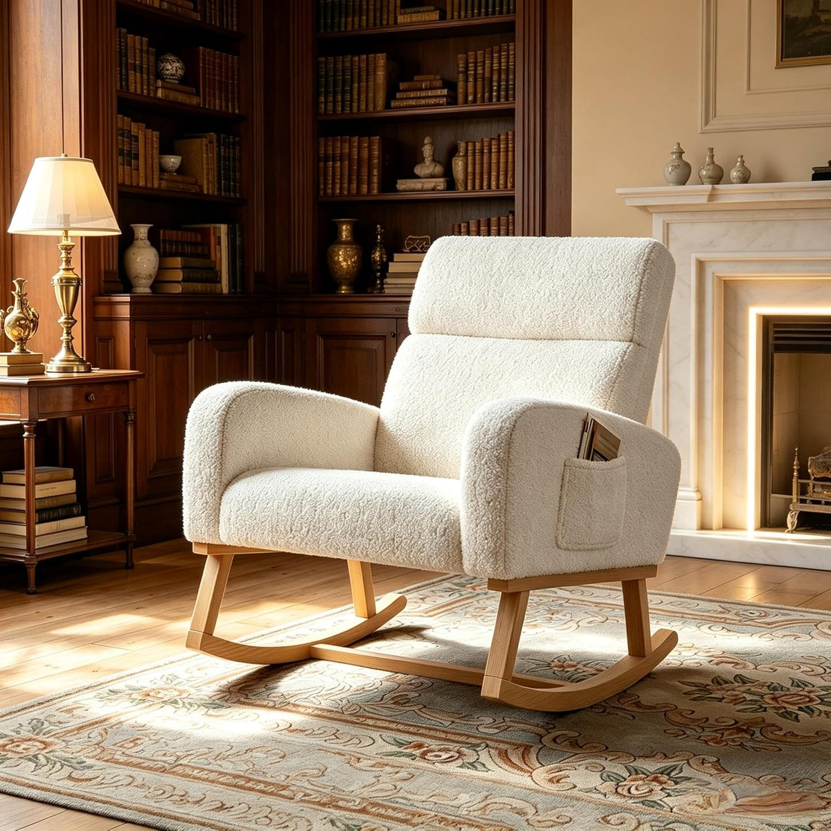 Poltrona letto BIYFSDS, misura 78,5 × 69, legno, Bianco, con braccioli, per soggiorno