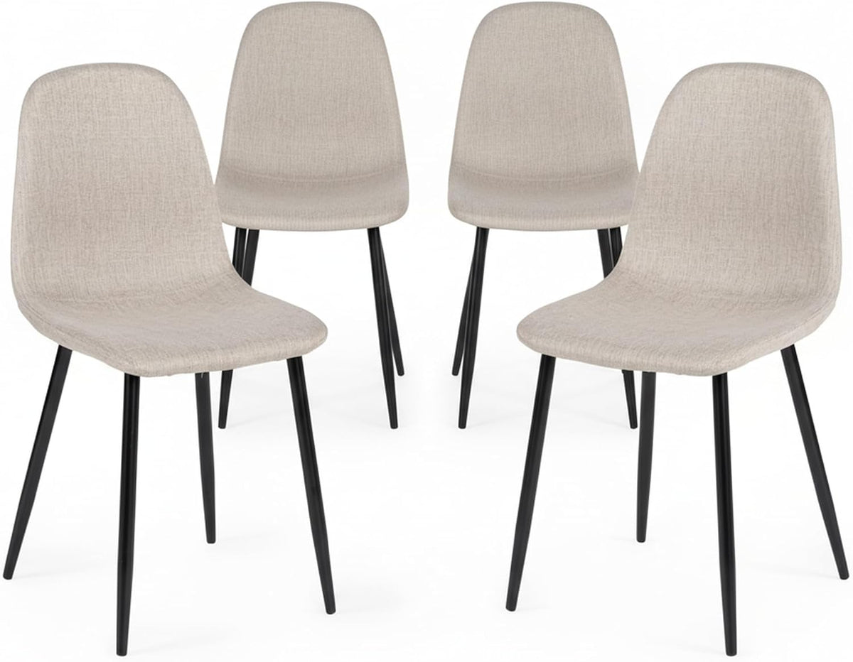 Sedia Homy Casa, 4 sedie, metallo, tessuto, Beige, per sala da pranzo e cucina, per cucina