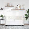 Divano KKHOMEI, 2 posti, 145,5 × 76 × 70 cm, legno, pelle, Bianco, con braccioli, per soggiorno