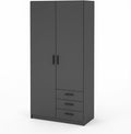 Armadio Arreditaly, 2 ante, 3 cassetti, 4 ripiani, 98,5 × 49,8 × 200,4 cm, Grigio scuro, regolabile