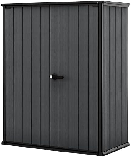 Armadio porta attrezzi Keter, 140 × 73,6 × 170,4 cm, Grigio scuro, per giardino e terrazzo