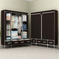Armadio Anmas Power, 4 cassetti, 150 × 45 × 170 cm, acciaio, tessuto, Grigio, grande appendiabiti con appendiabiti e ripiani