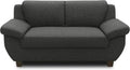 Divano DOMO. collection, 2 pezzi, 2 posti, 91 × 159 × 80 cm, legno, tessuto, Antracite, con poggiatesta, con braccioli, imbottito, per soggiorno