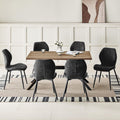 Set da pranzo JIJIAN, 6 sedie, 140 × 80 cm, legno, Nero, regolabile, per sala da pranzo e cucina