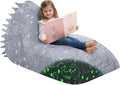 Pouf a sacco MeMoreCool, per 8-12 anni, Grigio, sfoderabile, imbottito, Pouf per bambini da 8 a 12 anni, grande pouf per bambini con imbottitura