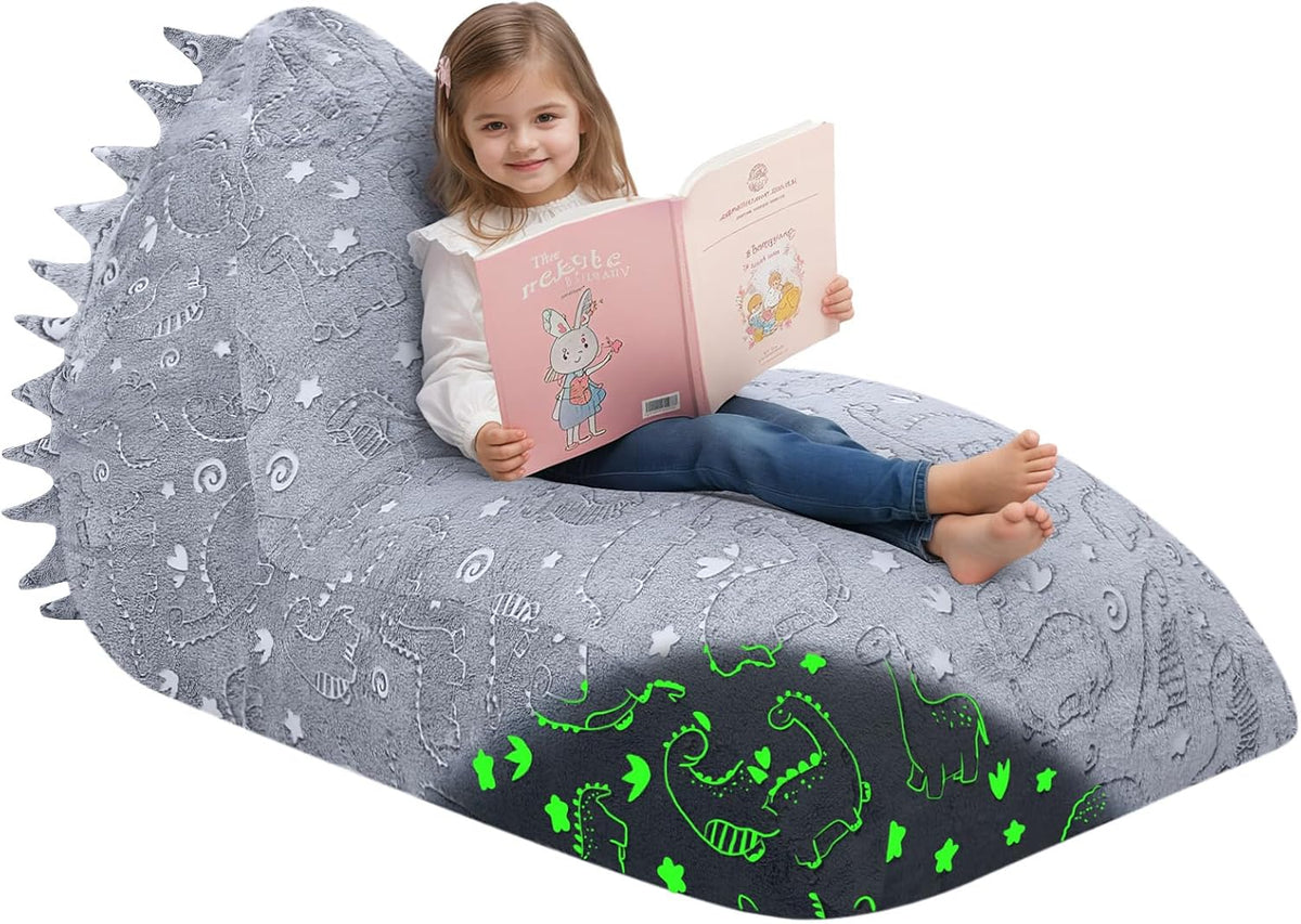 Pouf a sacco MeMoreCool, per 8-12 anni, Grigio, sfoderabile, imbottito, Pouf per bambini da 8 a 12 anni, grande pouf per bambini con imbottitura