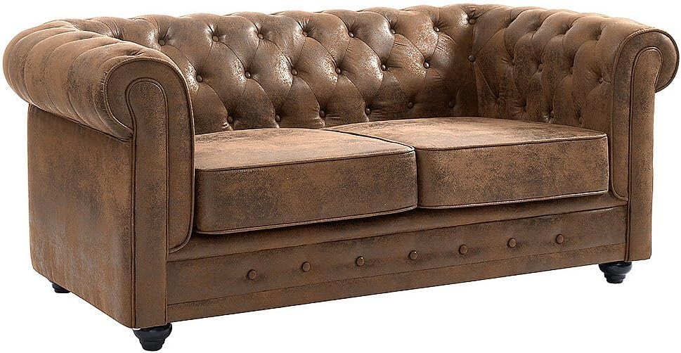 Divano Vente-unique CHESTERFIELD, 2 posti, pelle, sfoderabile, imbottito, per soggiorno