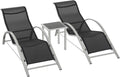 Set da pranzo da giardino Outsunny, vetro, Nero e grigio, per giardino e terrazzo