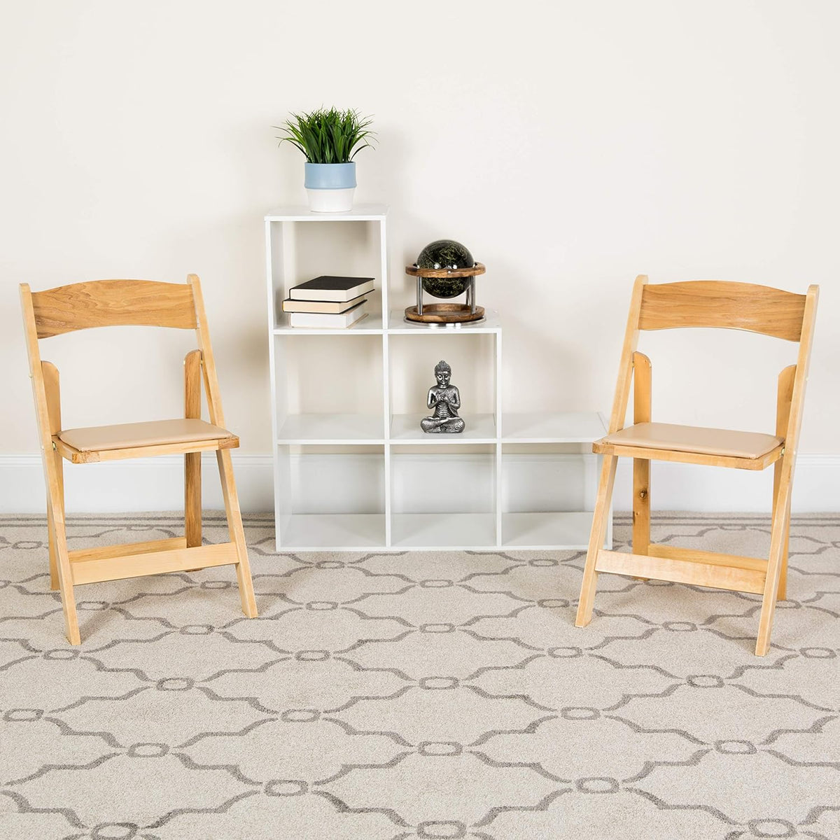Sedia Flash Furniture, legno, Naturale, pieghevole, con poggiapiedi, imbottita, set di 4