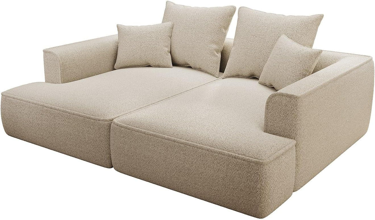 Divano Vente-unique, 3 posti, 230 × 180 × 67 cm, ciniglia, tessuto, Beige, sfoderabile, per soggiorno