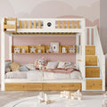 Letto a castello Idemon, 2 cassetti, 90 × 200 cm, legno, MDF, Bianco e naturale, per camera da letto