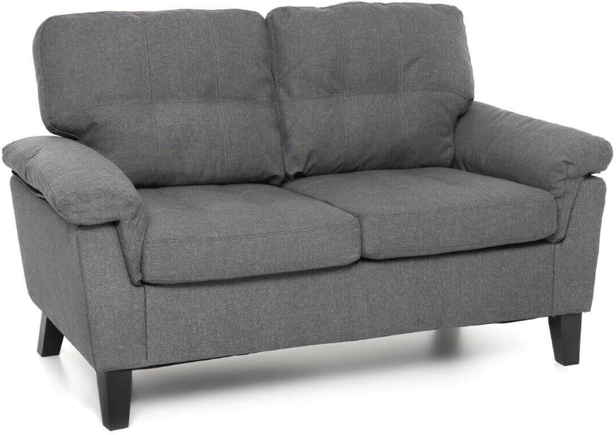 Divano Totò Piccinni, 2 posti, 145 × 78 × 95 cm, tessuto, Grigio, con braccioli, imbottito, per soggiorno