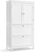 Mobile da bagno VASAGLE BBC551P31, 2 cassetti, 2 ante, 30 × 60 × 110 cm, legno, MDF, Bianco, regolabile, per bagno