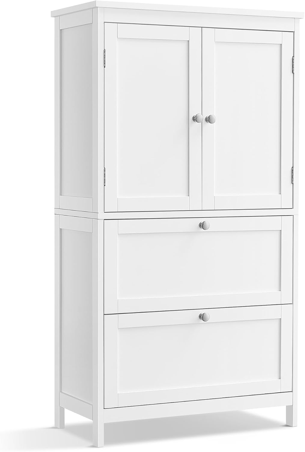 Mobile da bagno VASAGLE BBC551P31, 2 cassetti, 2 ante, 30 × 60 × 110 cm, legno, MDF, Bianco, regolabile, per bagno