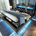 Letto Huayz, matrimoniale, 160 × 200 cm, Beige, con contenitore, con rete a doghe, con illuminazione LED, con porta USB, imbottito