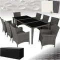 Set di mobili da giardino tectake, 190 × 90 × 75 cm, 59 × 57 × 86 cm, rattan, per giardino e terrazzo