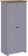 Armadio guardaroba vidaXL, 2 ante, 80 × 50 × 171,5 cm, legno massello, Grigio, per camera da letto