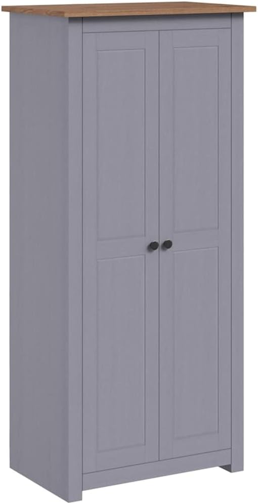 Armadio guardaroba vidaXL, 2 ante, 80 × 50 × 171,5 cm, legno massello, Grigio, per camera da letto