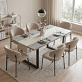 Set da pranzo JIEXI, 6 sedie, 130 × 170 cm, MDF, tessuto, allungabile, per sala da pranzo e cucina