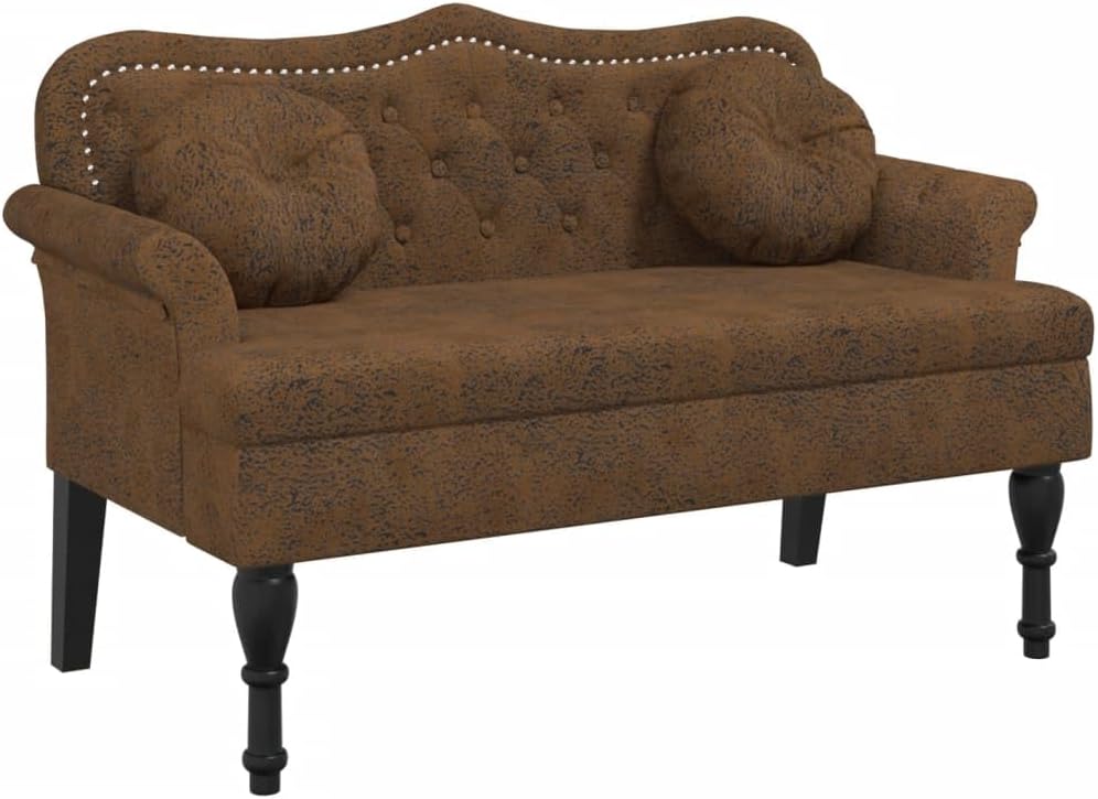 Panca vidaXL, 120,5 × 65 × 75 cm, tessuto scamosciato, similpelle, Marrone, con braccioli