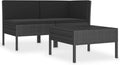 Set di mobili da giardino Tidyard, 3 pezzi, rattan, Nero, per giardino e terrazzo, per esterno