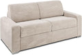 Divano letto Vente-unique CALITO, 3 posti, materasso incluso, velluto, Beige, con funzione letto, con braccioli, per soggiorno