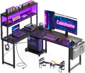 Scrivania Coleshome, 135 × 100cm, regolabile, con illuminazione LED, con porta USB, per ufficio