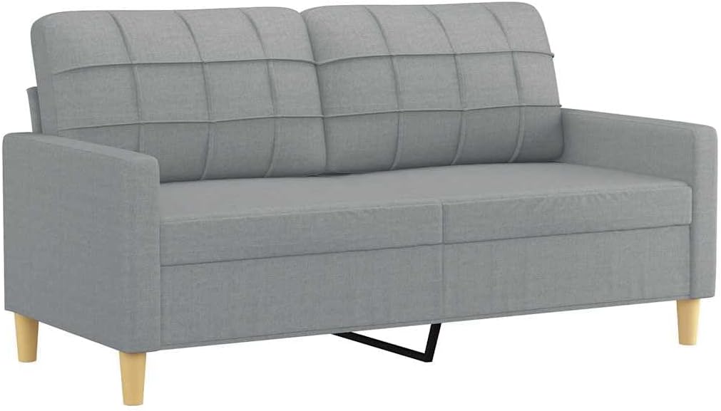 Divano, 2 posti, 158 × 77 × 80 cm, tessuto, Grigio chiaro, con braccioli, per soggiorno