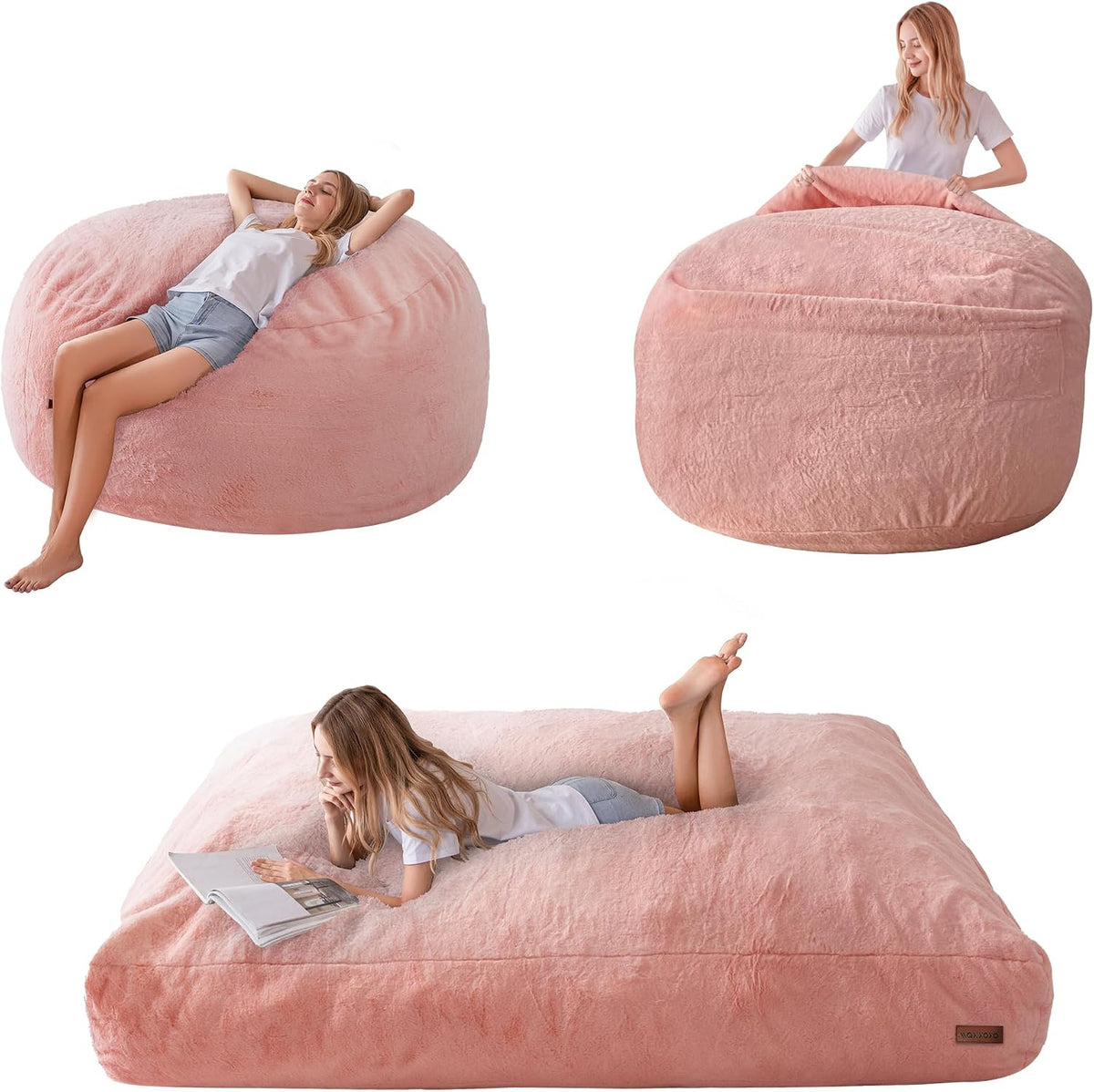 Pouf MAXYOYO, 135 × 190 cm, Rosa, trasformabile