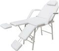 Lettino da viaggio vidaXL, 185 × 78 × 76cm, similpelle, Bianco, con poggiapiedi, con braccioli