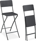 Sgabello Relaxdays, rattan, Grigio, pieghevole, con poggiapiedi, Set da 2, H: 78 cm
