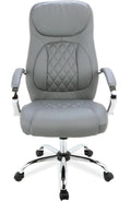Sedia da ufficio La Silla Española, 125 × 64 × 52,50 cm, pelle, Grigio, regolabile, con ruote, con poggiatesta, con braccioli, per ufficio