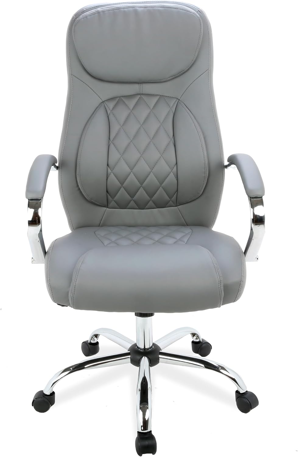 Sedia da ufficio La Silla Española, 125 × 64 × 52,50 cm, pelle, Grigio, regolabile, con ruote, con poggiatesta, con braccioli, per ufficio