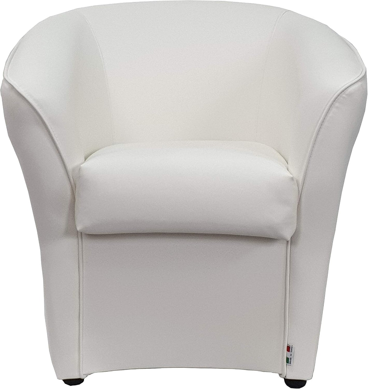 Poltrona Totò Piccinni, 70 × 67 × 76 cm, similpelle, Bianco, imbottita, idrorepellente, per soggiorno