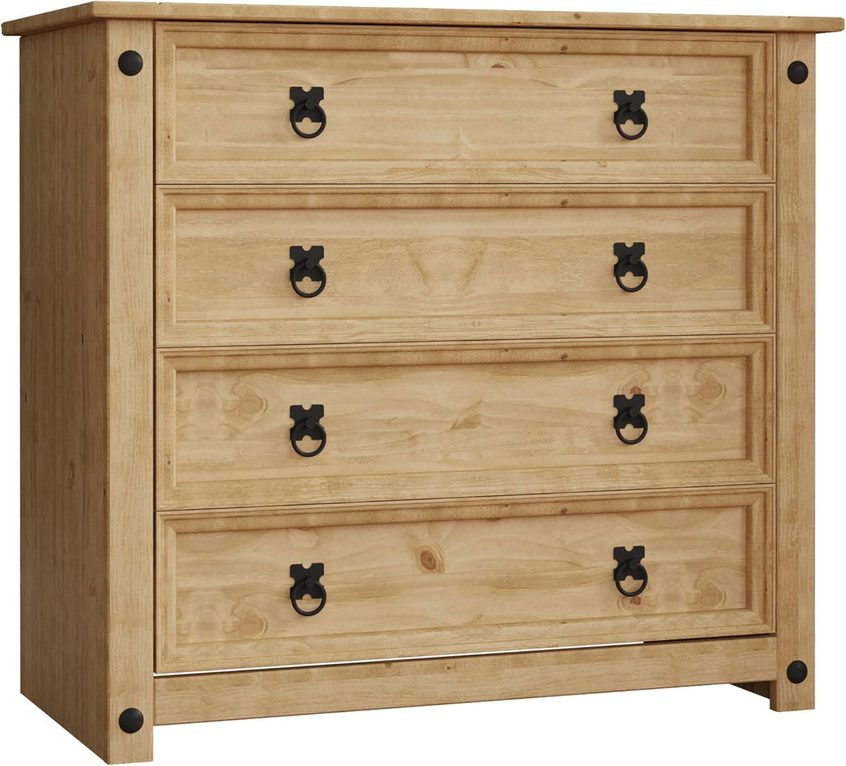 Cassettiera Vida Designs, 4 cassetti, legno massello, Naturale