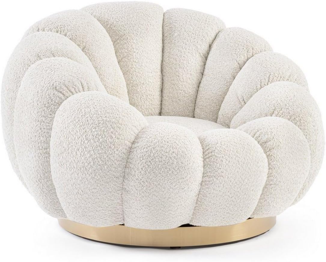 Poltrona KONTE.DESIGN, 86 × 62 × 72 cm, tessuto, Naturale, girevole a 360°, con braccioli, per soggiorno