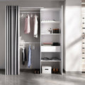 Armadio guardaroba Dmora, 4 ripiani, 50 × 205 cm, alluminio, Bianco, per camera da letto
